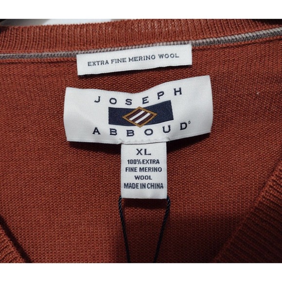 NWT Joseph Abboud Mens Merino Wool Lightweight Sweater Rust Sz XL - Picture 4 of 7
